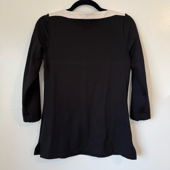 Anne Klein 3/4 Sleeve Knit Top Black & Ivory - Picture 6 of 7